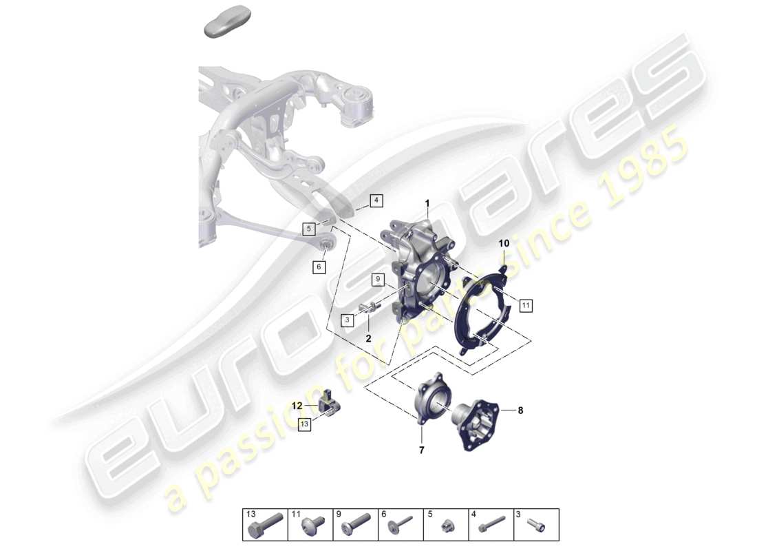 porsche 2023 (cayenne e3 pa) portaruedas cubo de rueda diagrama de piezas