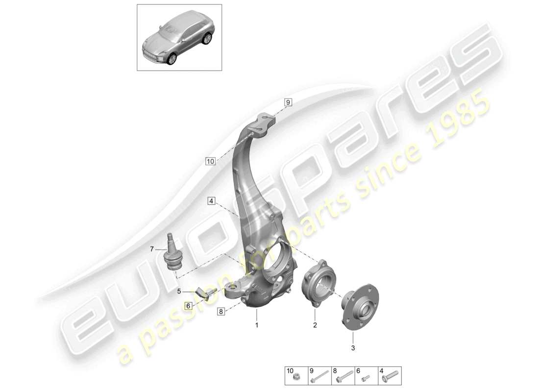 porsche 2021 (macan) diagrama de piezas del cubo de la rueda de montaje giratorio