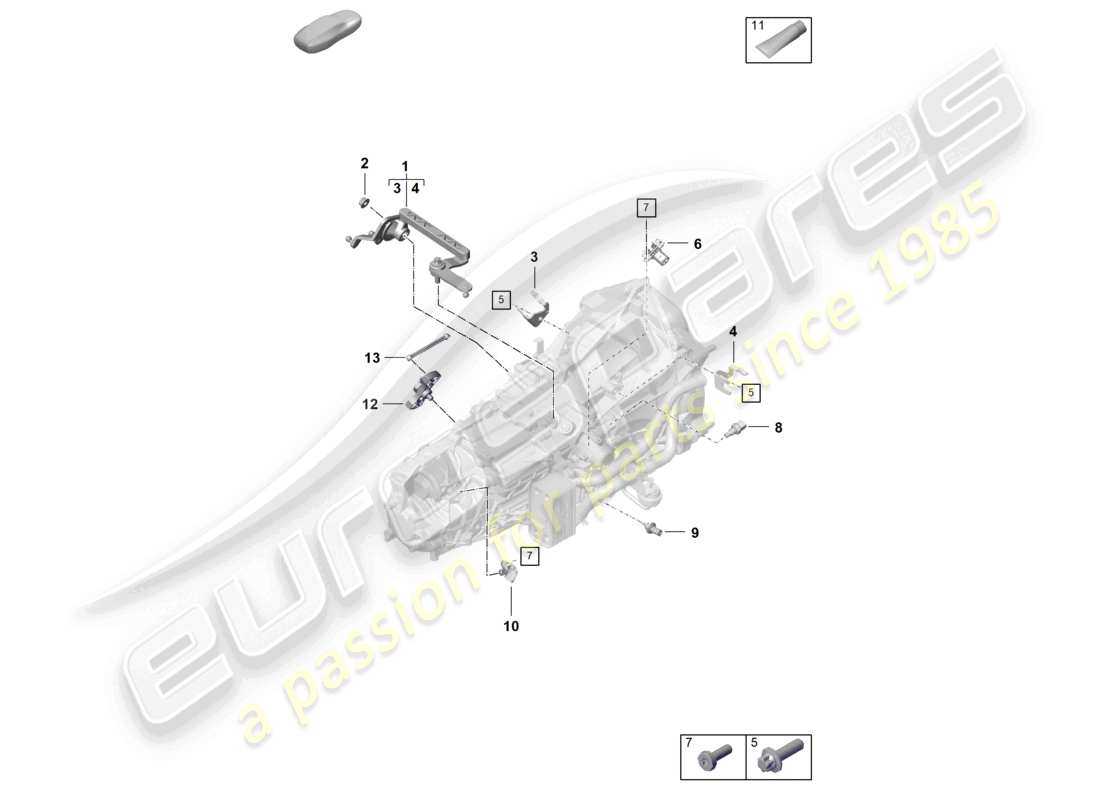 porsche 2021 (718 cayman gt4) caja de cambios manual piezas individuales diagrama de piezas