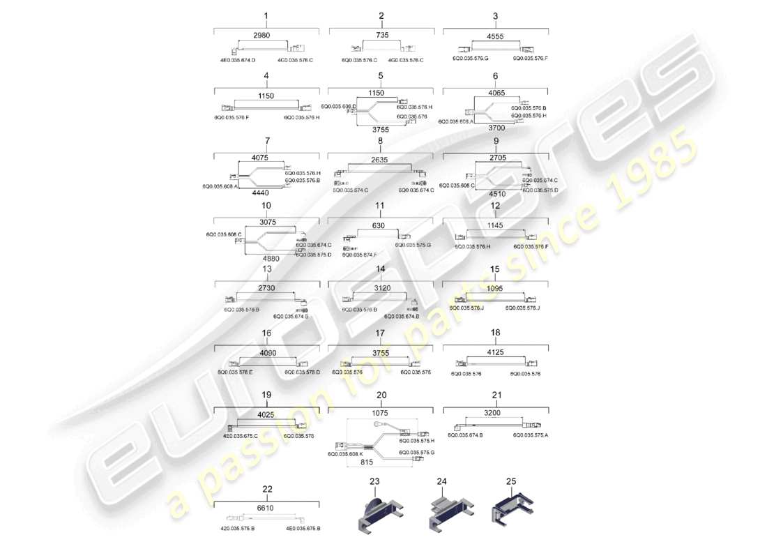 porsche 2021 (macan) diagrama de piezas del amplificador de antena de línea de conexión de un solo cable