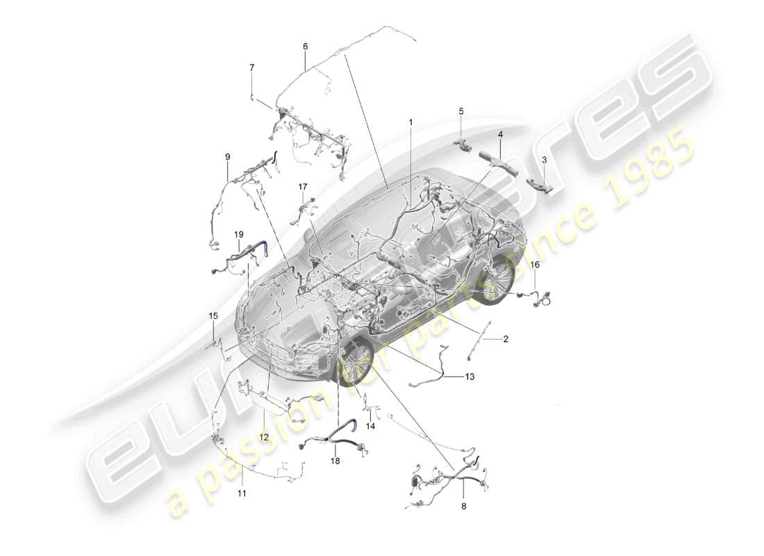 porsche 2021 (macan) juego de cables parachoques del habitáculo sistema de frenos antibloqueo delantero -abs- indicador de desgaste de pastillas de freno diagrama de piezas del eje delantero
