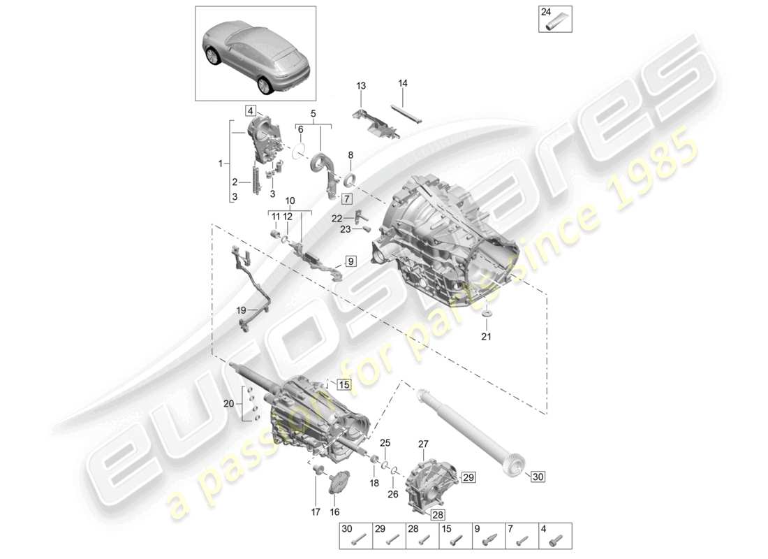 un diagrama de piezas del catálogo de piezas porsche 2023 (macan)