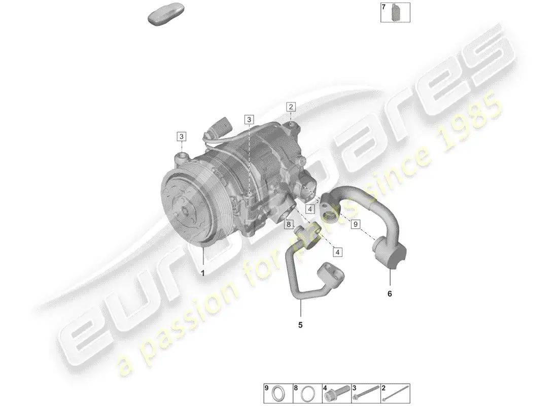 un diagrama de piezas del catálogo de piezas porsche 992