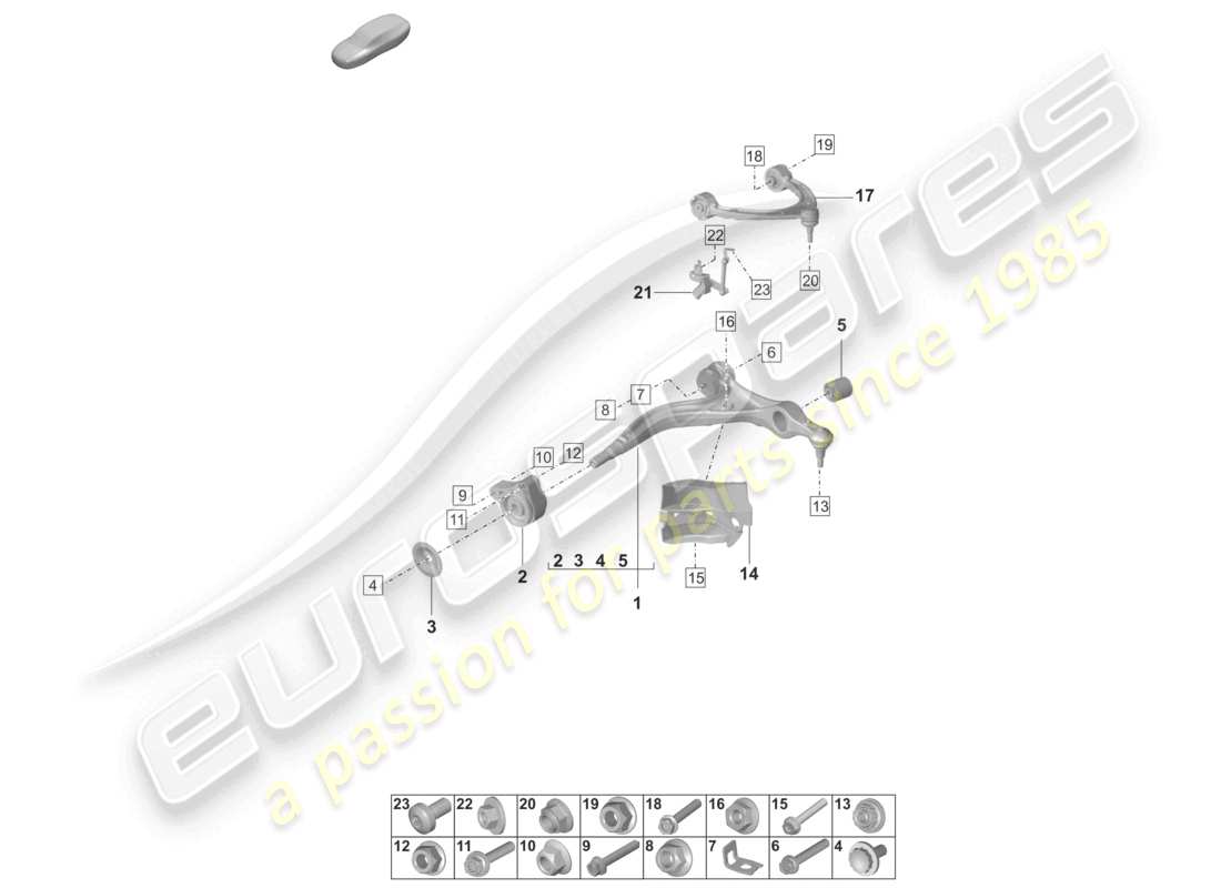 porsche 2022 (panamera 971-2) diagrama de piezas del wishbone