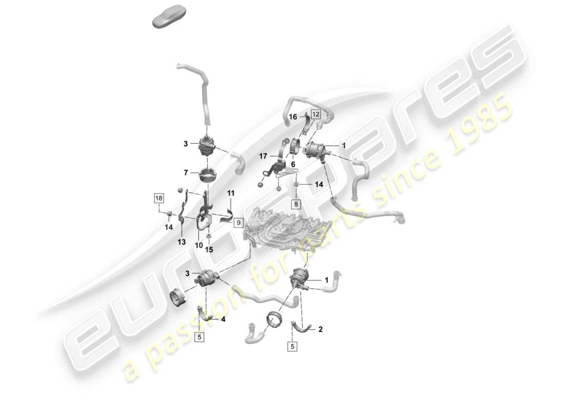 porsche 2025 (taycan 9j1-2) diagrama de piezas de la bomba de refrigerante