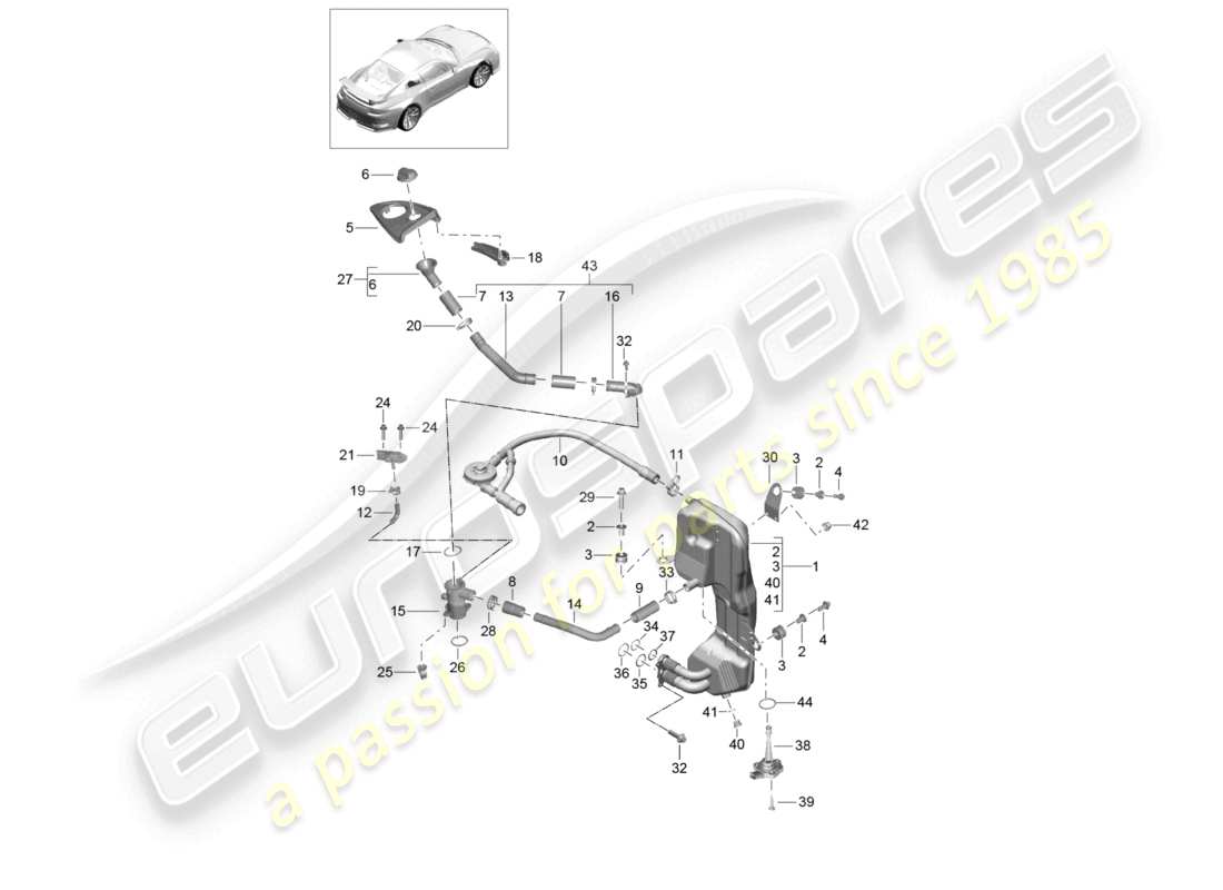 porsche 2021 (991-2 r/gt3/rs) diagrama de piezas del separador de aceite del tanque de aceite del motor (prensa de aceite/lubricación)