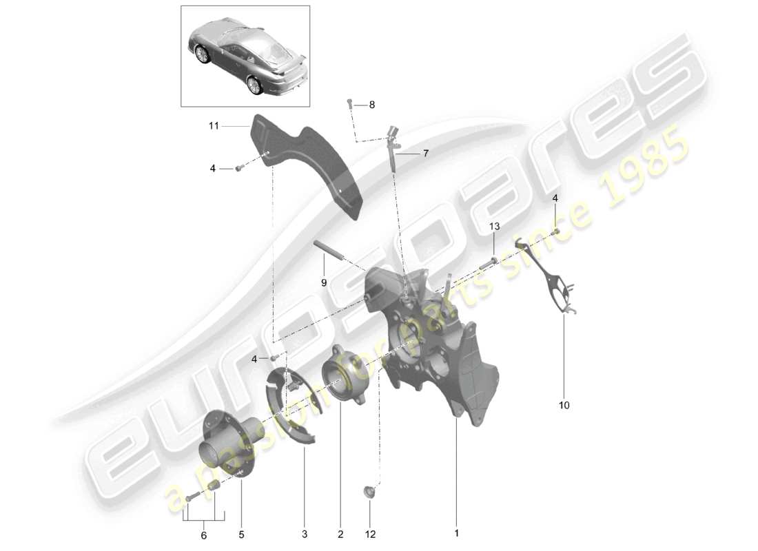 porsche 2021 (991-2 r/gt3/rs) eje trasero portaruedas cubo de rueda d >>- mj 2017 diagrama de piezas