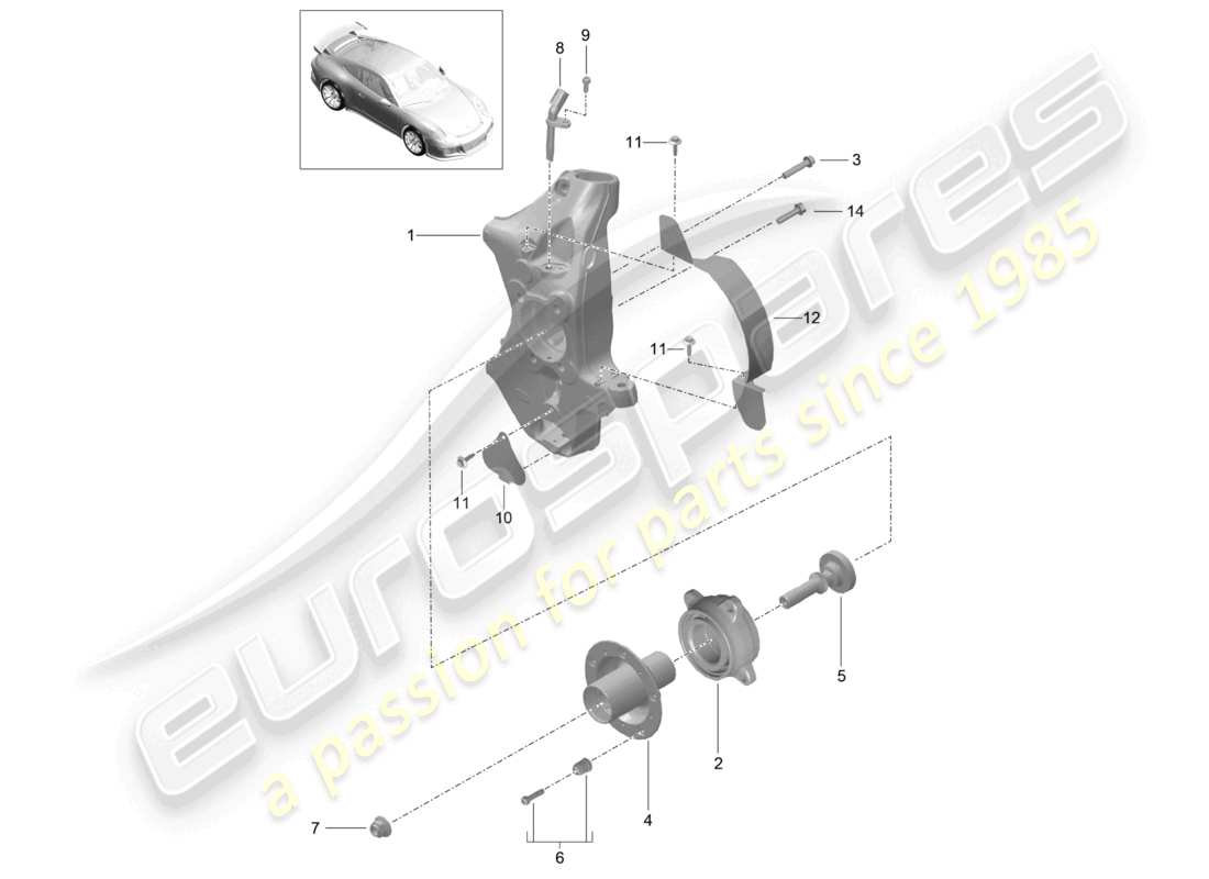 porsche 2021 (991-2 r/gt3/rs) portaruedas cubo de rueda d >>- mj 2017 diagrama de piezas