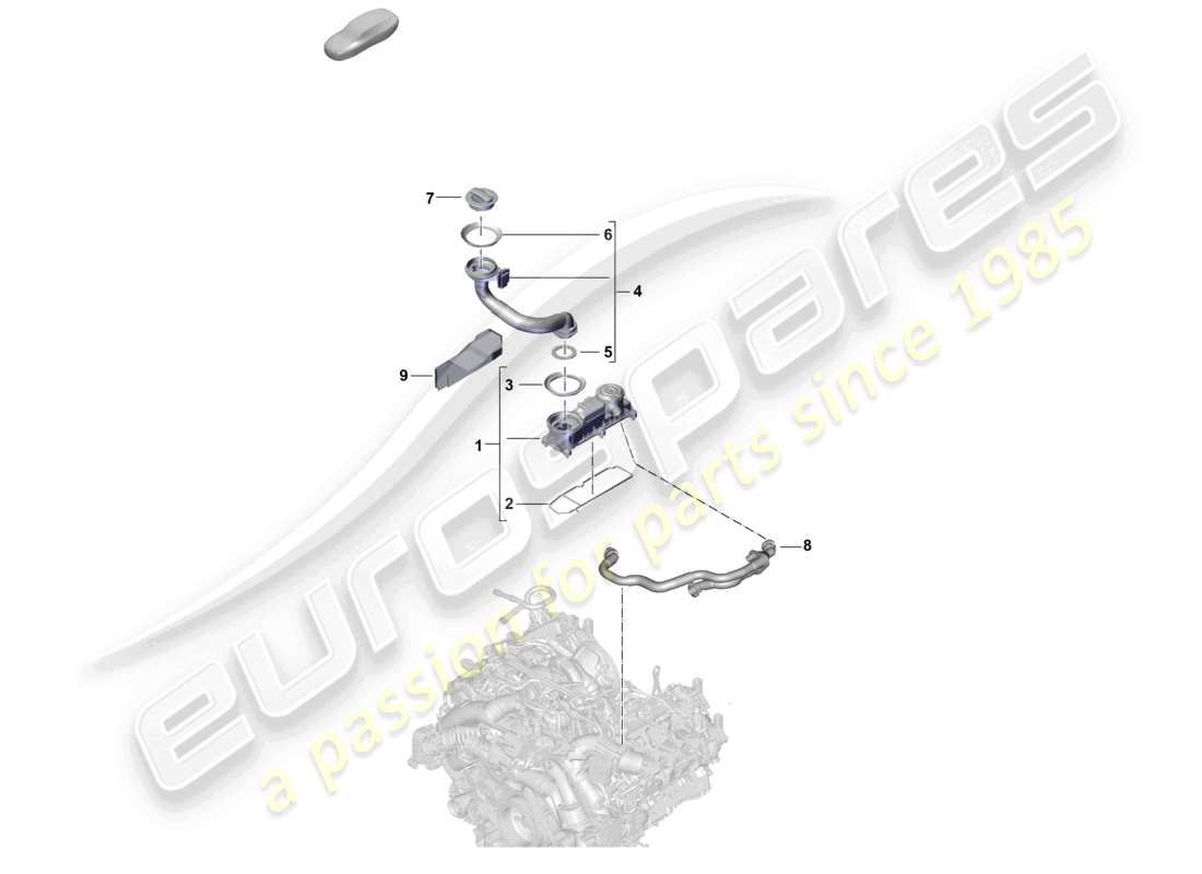porsche 2024 (cayenne e3 pa) diagrama de piezas del separador de aceite del bloque de cilindros