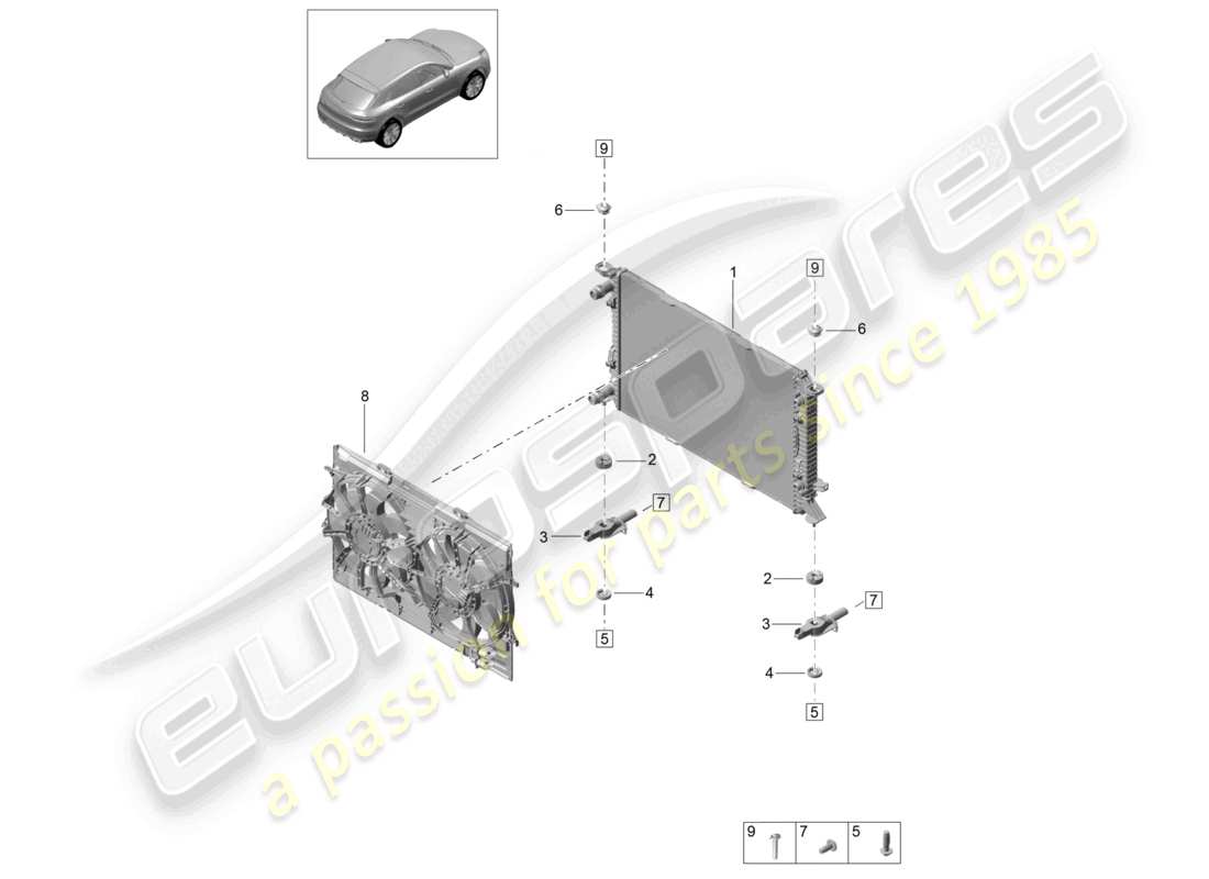 porsche 2021 (macan) diagrama de piezas del sistema de enfriamiento del refrigerante