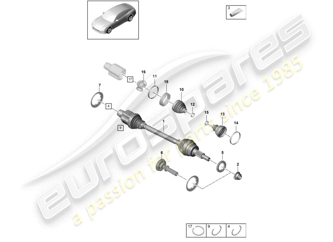 porsche 2021 (panamera 971-1) eje de transmisión eje delantero diagrama de piezas