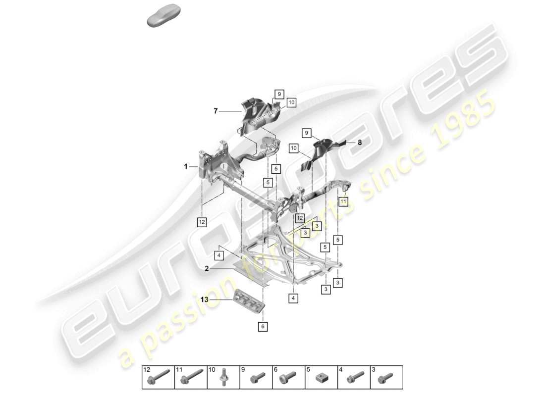 porsche 2023 (cayenne e3 pa) bastidor de soporte bastidor auxiliar de suspensión placa de protección diagrama de piezas