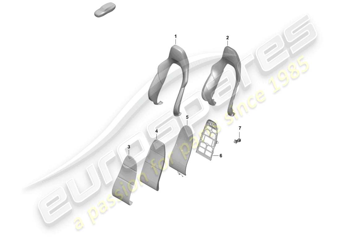 porsche 2021 (718 cayman gt4) parte de espuma funda de respaldo asiento deportivo diagrama de piezas plus