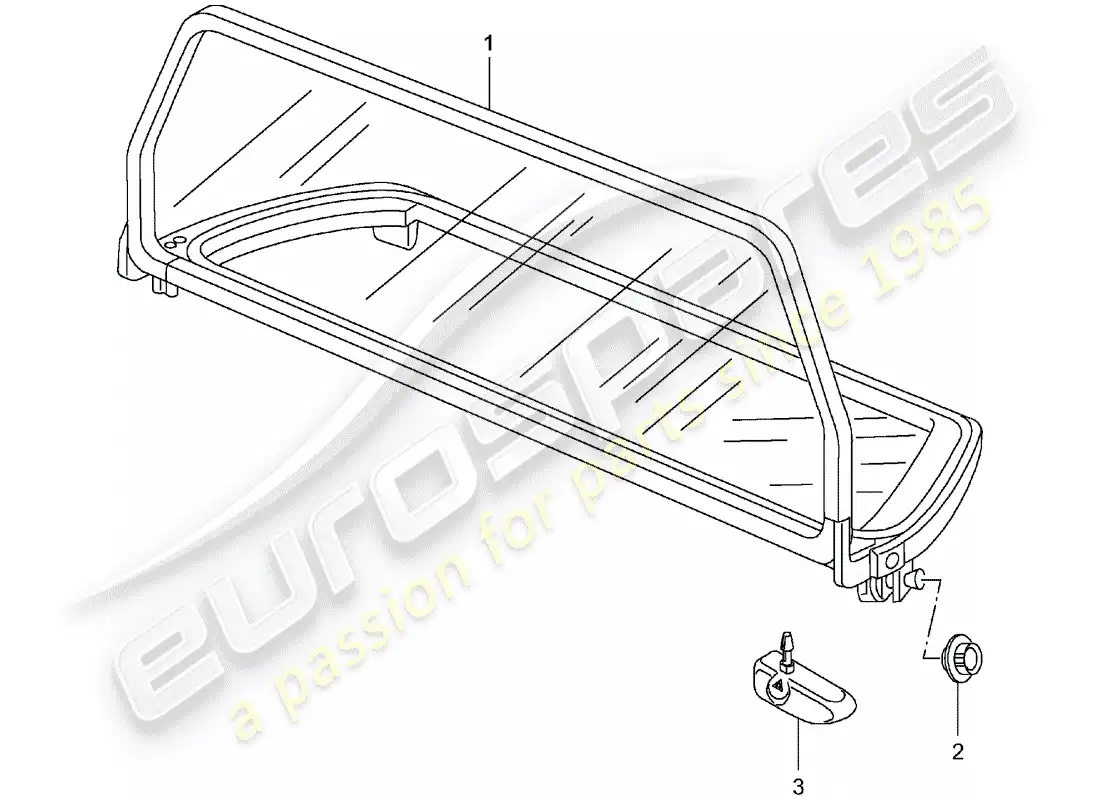 porsche 1998 (996) parabrisas diagrama de piezas