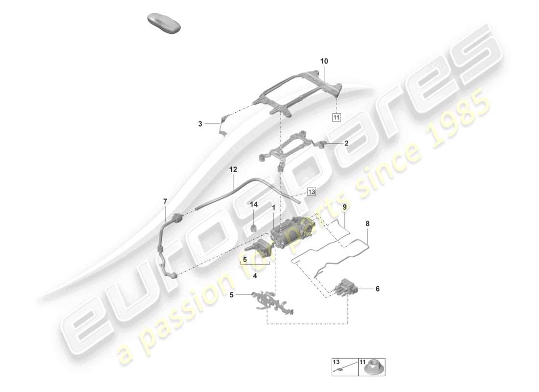 porsche 2022 (panamera 971-2) diagrama de piezas de la unidad de suministro de aire del compresor
