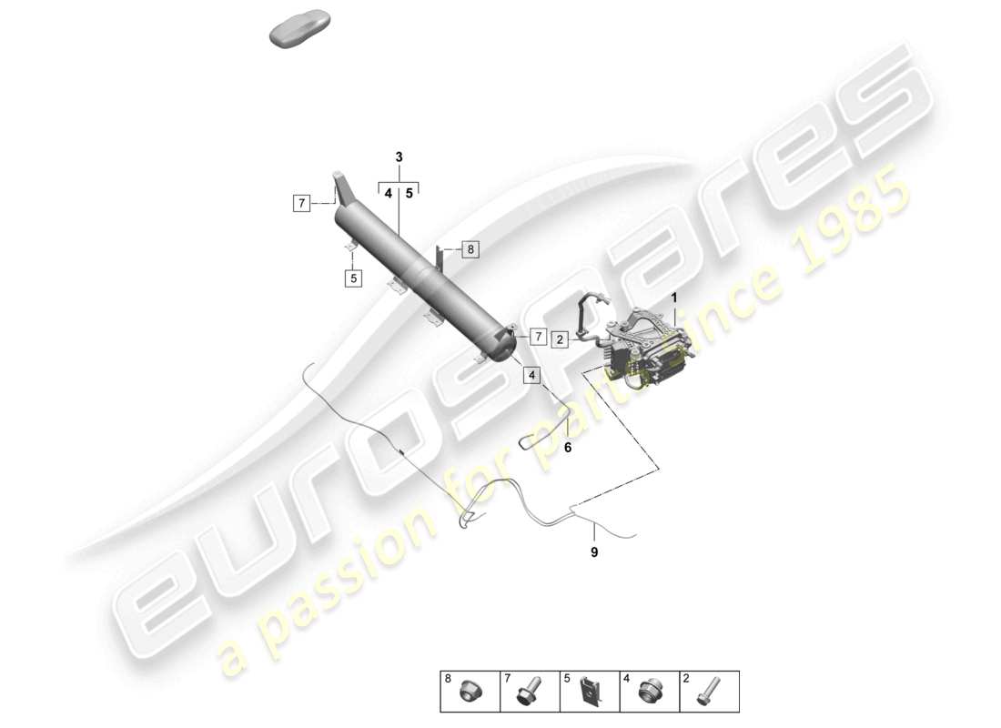 porsche 2025 (macan-e) suministro de aire compresor acumulador de presión diagrama de piezas