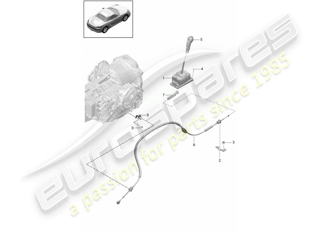 porsche 2022 (718 boxster) palanca selectora - pdk - diagrama de piezas