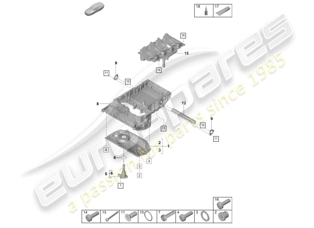 porsche 2022 (panamera 971-2) diagrama de piezas del cárter de aceite de la carcasa conductora de aceite