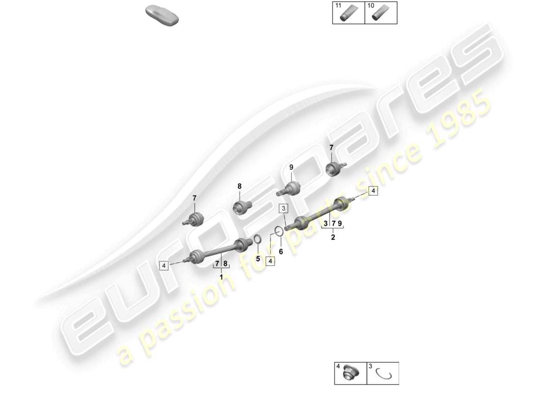 porsche 2021 (taycan 9j1-1) diagrama de piezas del eje de transmisión