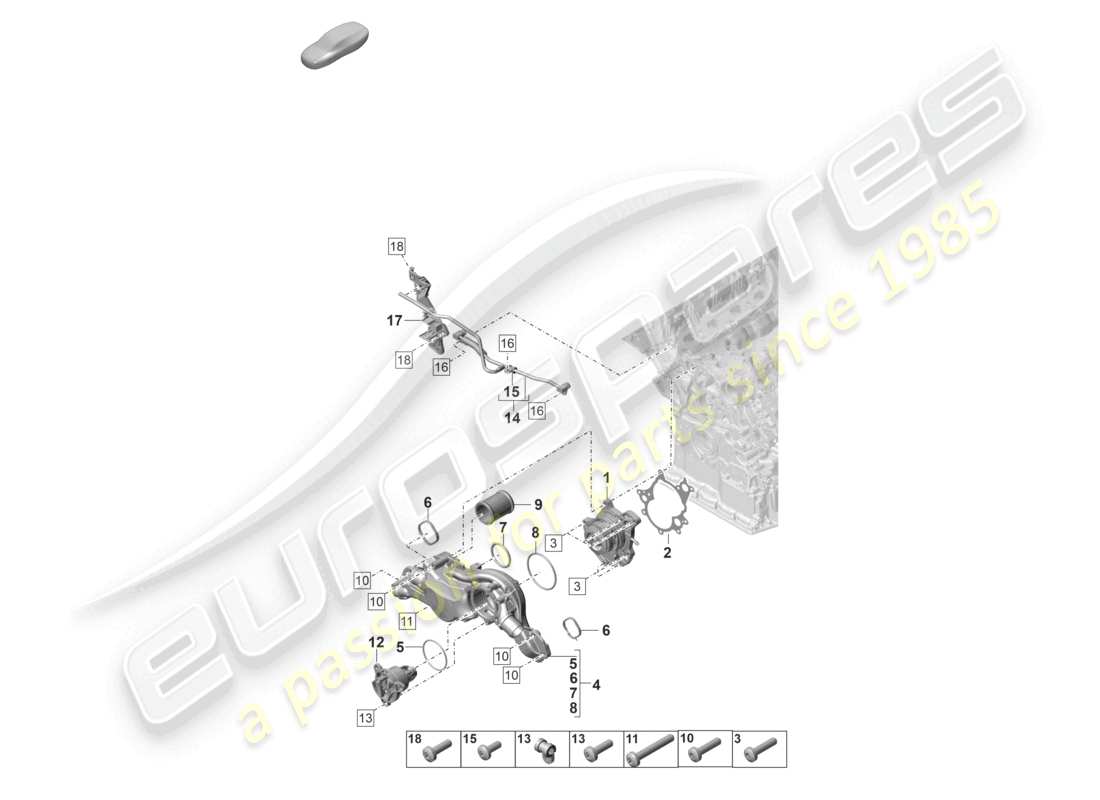 porsche 2022 (panamera 971-2) diagrama de piezas de la línea de ventilación de la carcasa del termostato de la bomba de refrigerante