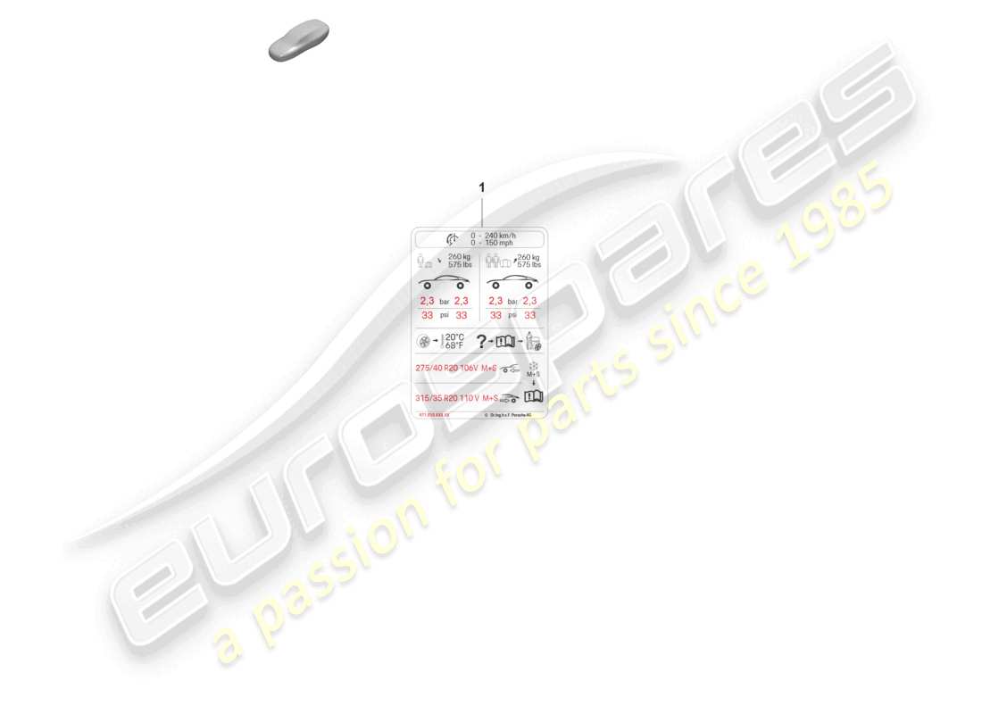 porsche 2022 (panamera 971-2) placa de datos para la presión de los neumáticos 20 para neumáticos para todo tipo de clima d >>- mj 2021 diagrama de piezas