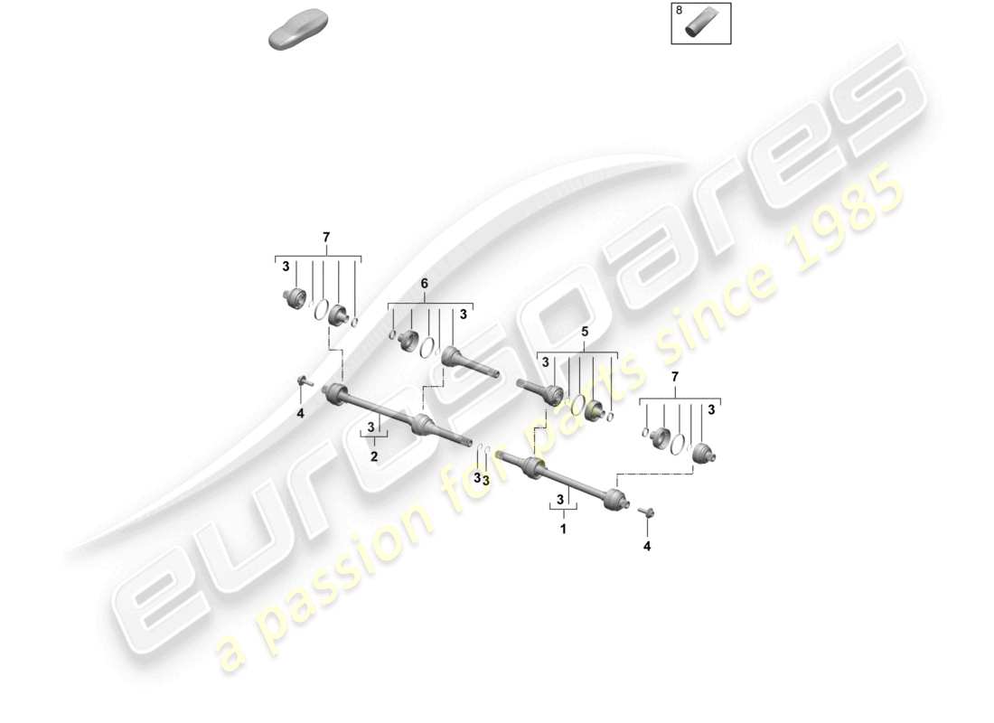 porsche 2025 (macan-e) eje de transmisión gkn eje trasero diagrama de piezas