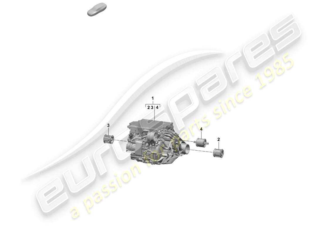 porsche 2025 (macan-e) diagrama de piezas del motor de tracción para eje delantero con accionamiento eléctrico