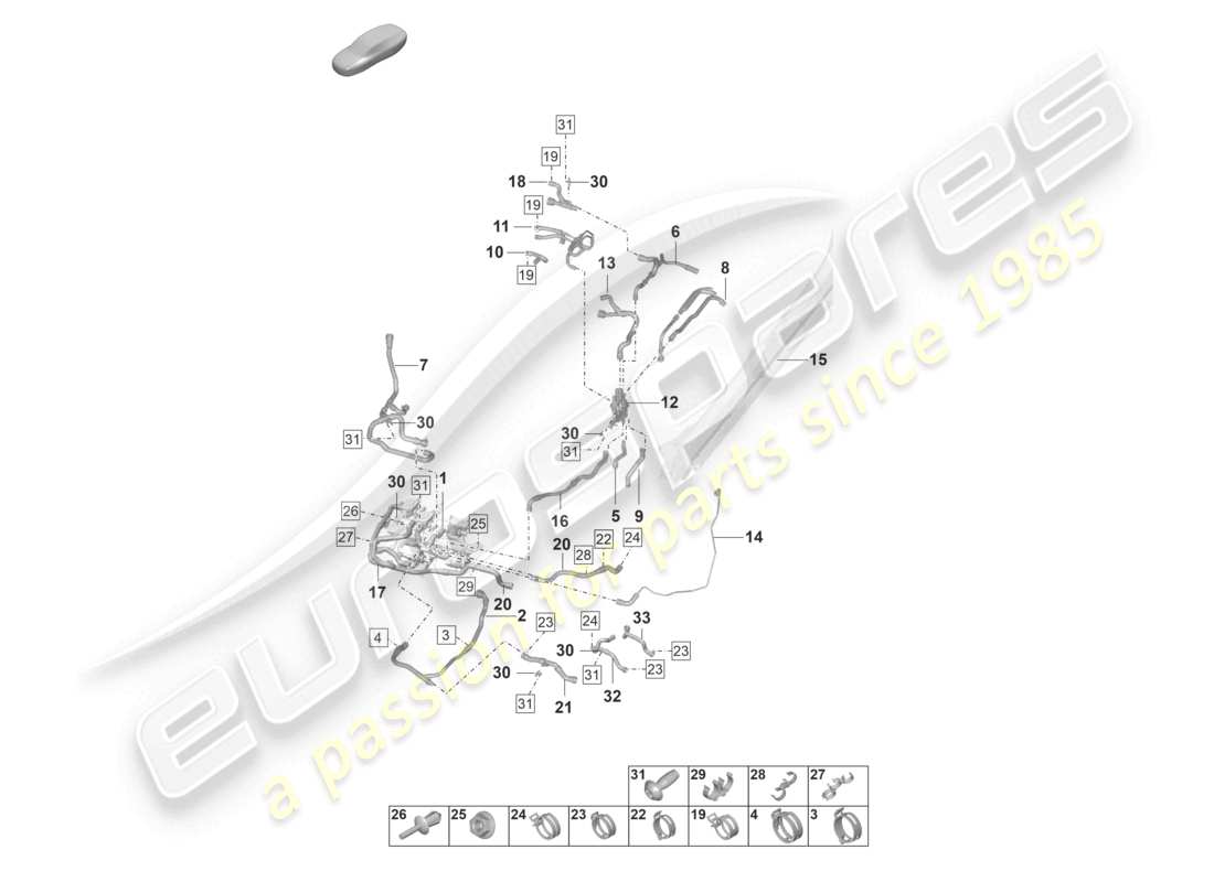 porsche 2021 (taycan 9j1-1) diagrama de piezas del tubo de refrigerante d >>- mj 2020