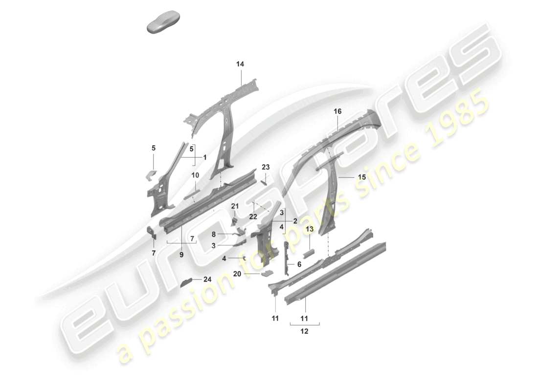 porsche 2023 (taycan 9j1-1) panel lateral, parte delantera interior diagrama de piezas