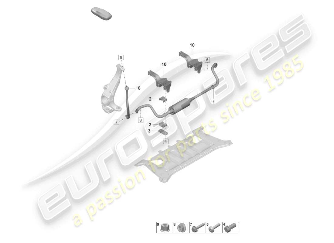 porsche 2021 (taycan 9j1-1) barra estabilizadora para vehículos con estabilizador electrónico de balanceo diagrama de piezas