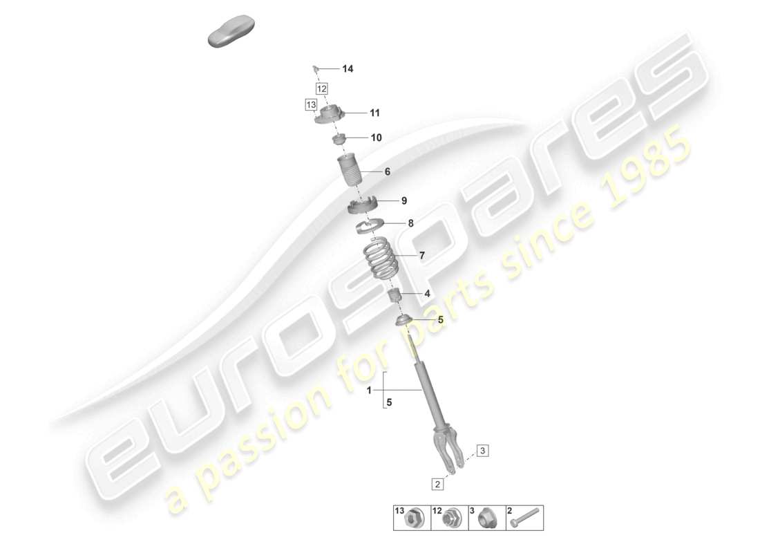 porsche 2021 (taycan 9j1-1) suspensión de resorte de acero amortiguadores resorte helicoidal diagrama de piezas