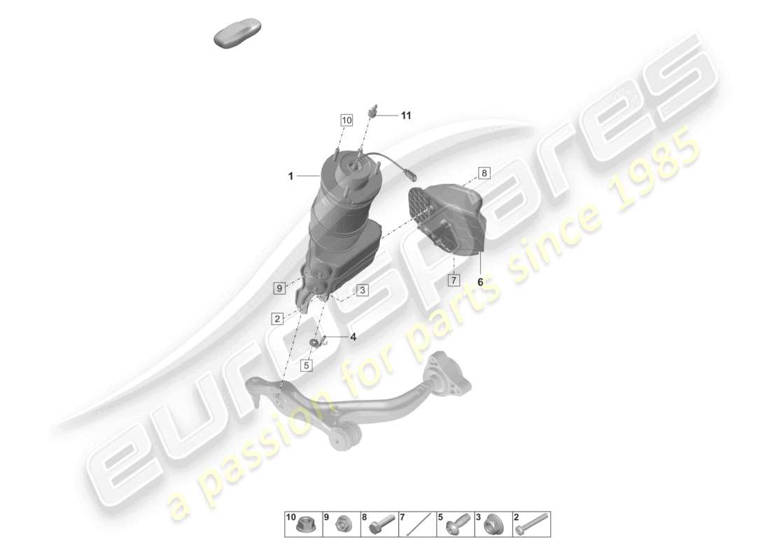 porsche 2021 (taycan 9j1-1) diagrama de piezas de suspensión de aire