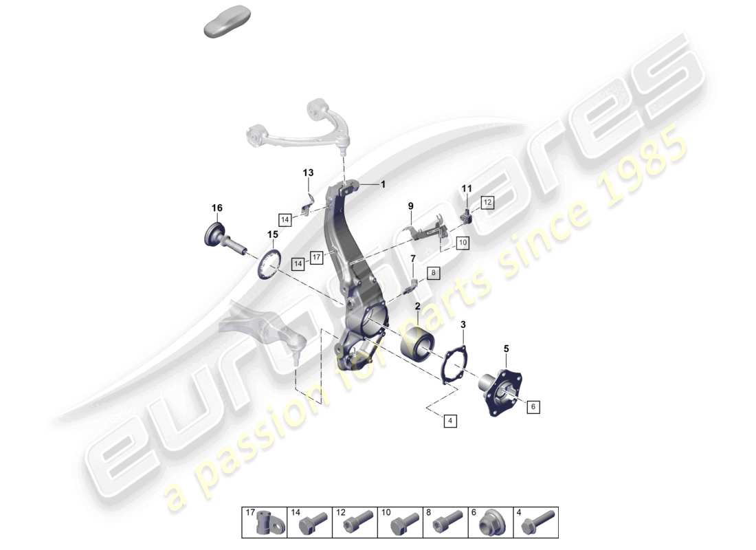 porsche 2021 (taycan 9j1-1) diagrama de piezas del portador de ruedas