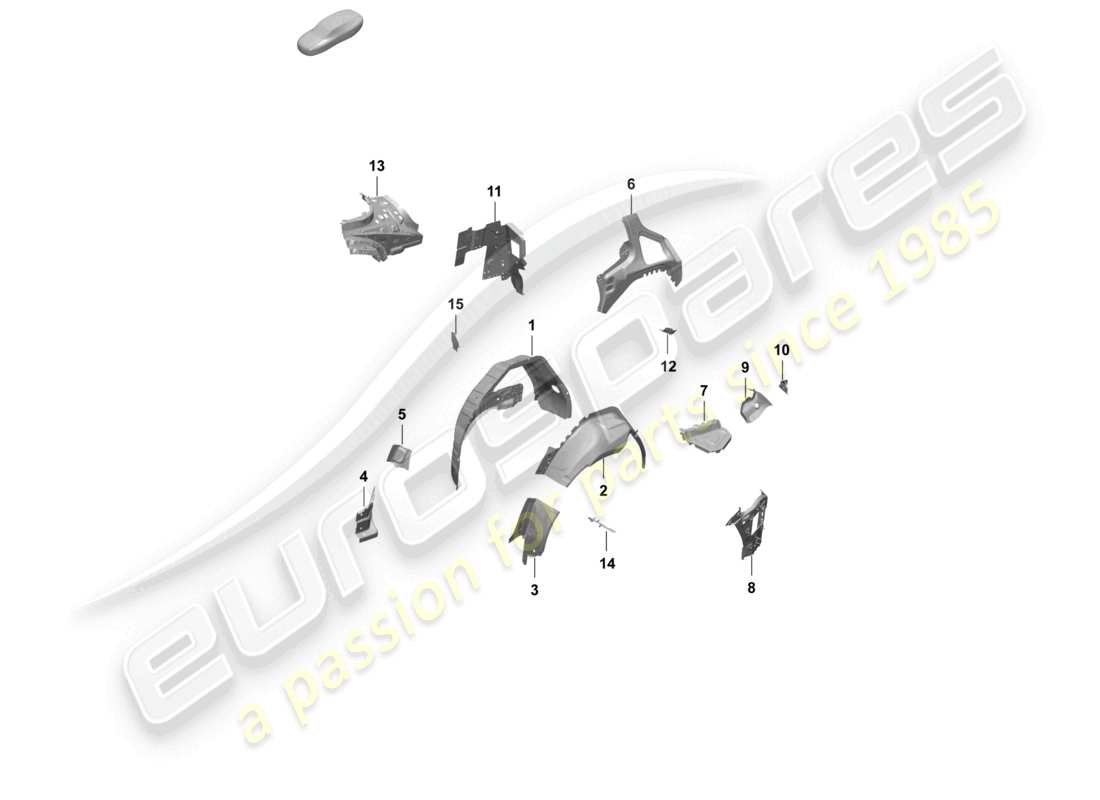 porsche 2025 (taycan 9j1-2) diagrama de piezas del panel lateral, carcasa de rueda trasera interior