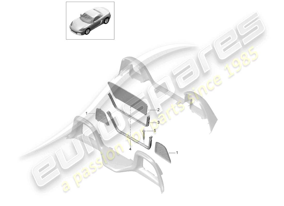 porsche 2021 (718 boxster) diagrama de piezas del cortavientos