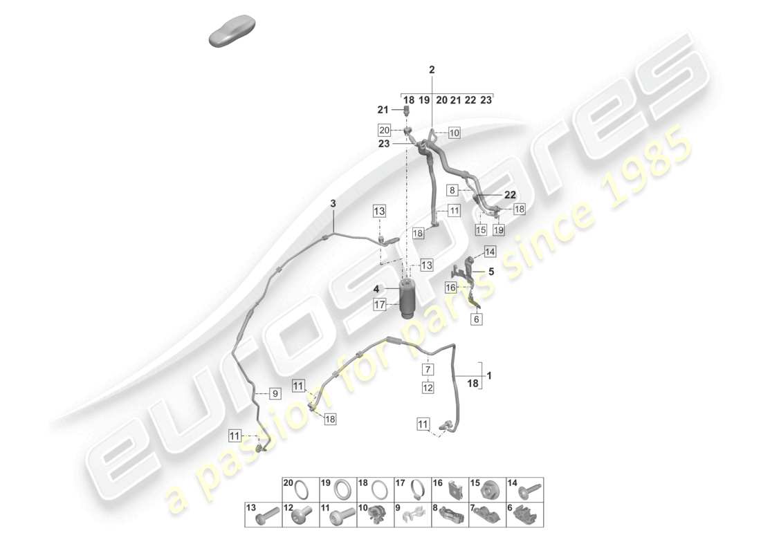 porsche 2025 (992-2 gt3/rs/st) diagrama de piezas del conducto de refrigerante (válvula de expansión >secador) del aire acondicionado rhd