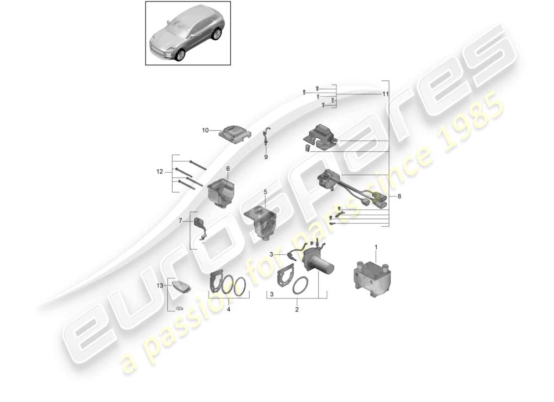 porsche 2021 (macan) juego de reparación de la unidad de calefacción del calentador auxiliar diagrama de piezas