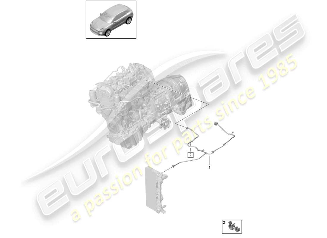 porsche 2021 (macan) sistema de enfriamiento del refrigerante línea de ventilación diagrama de piezas