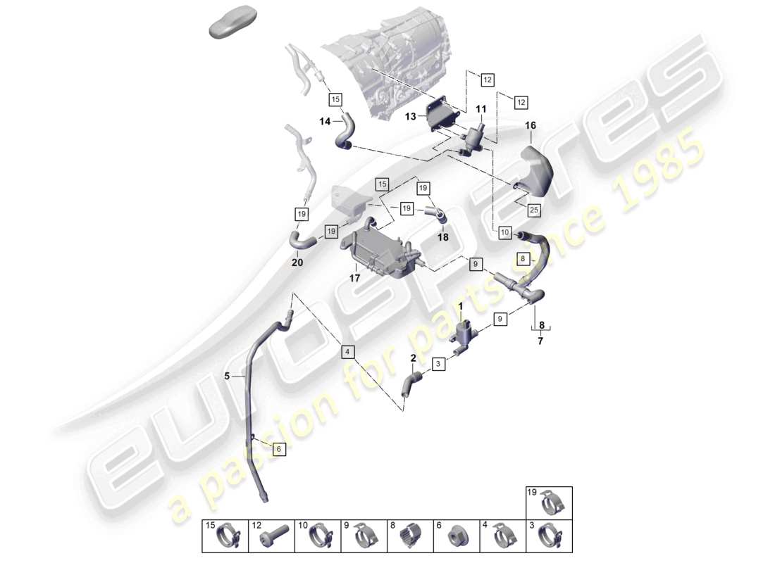 porsche 2025 (cayenne e3 pa) diagrama de piezas del sistema de refrigeración del refrigerante