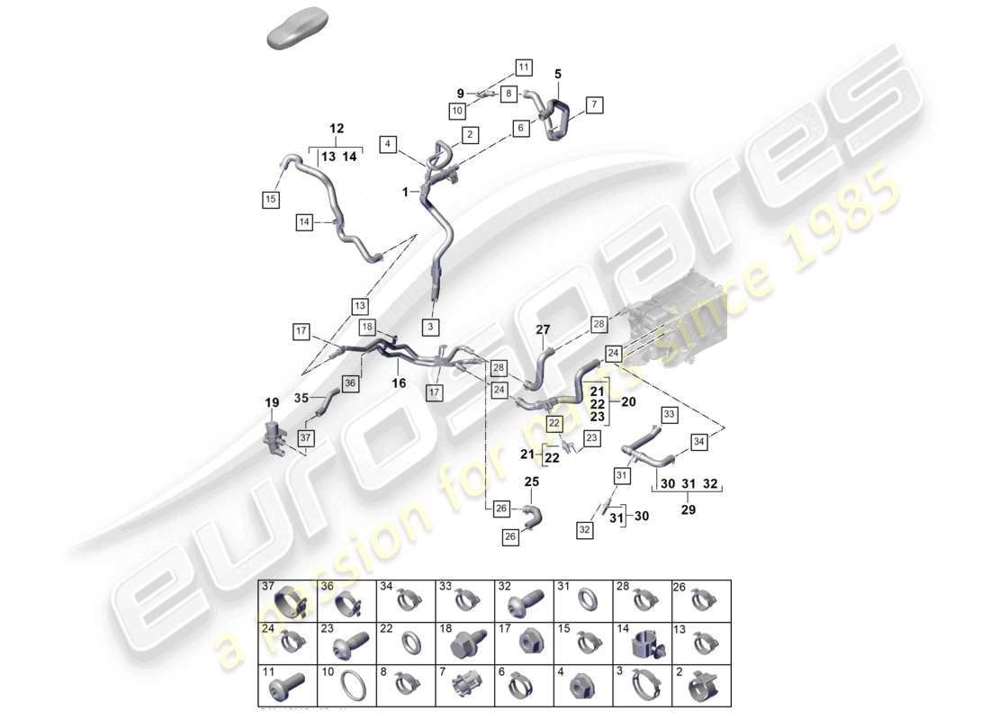 porsche 2024 (cayenne e3 pa) sistema de enfriamiento del refrigerante diagrama de piezas