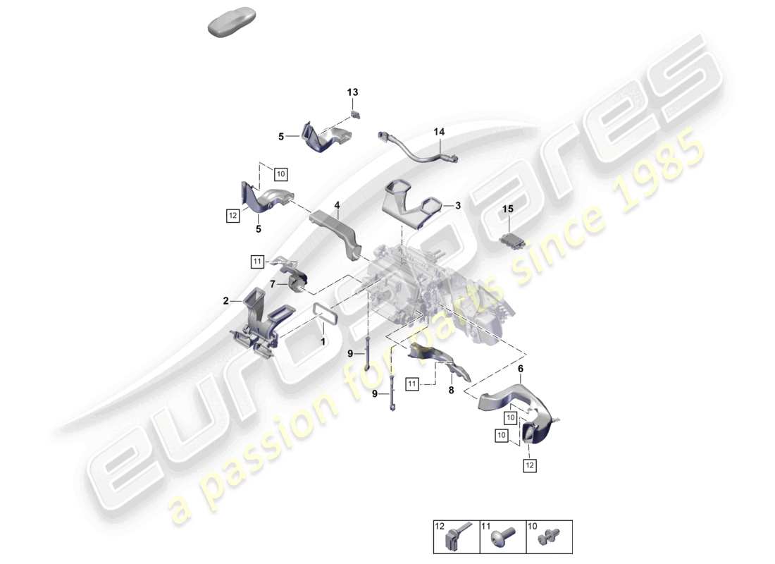 porsche 2023 (cayenne e3 pa) diagrama de piezas del tablero de instrumentos de la guía de aire del aire acondicionado lhd
