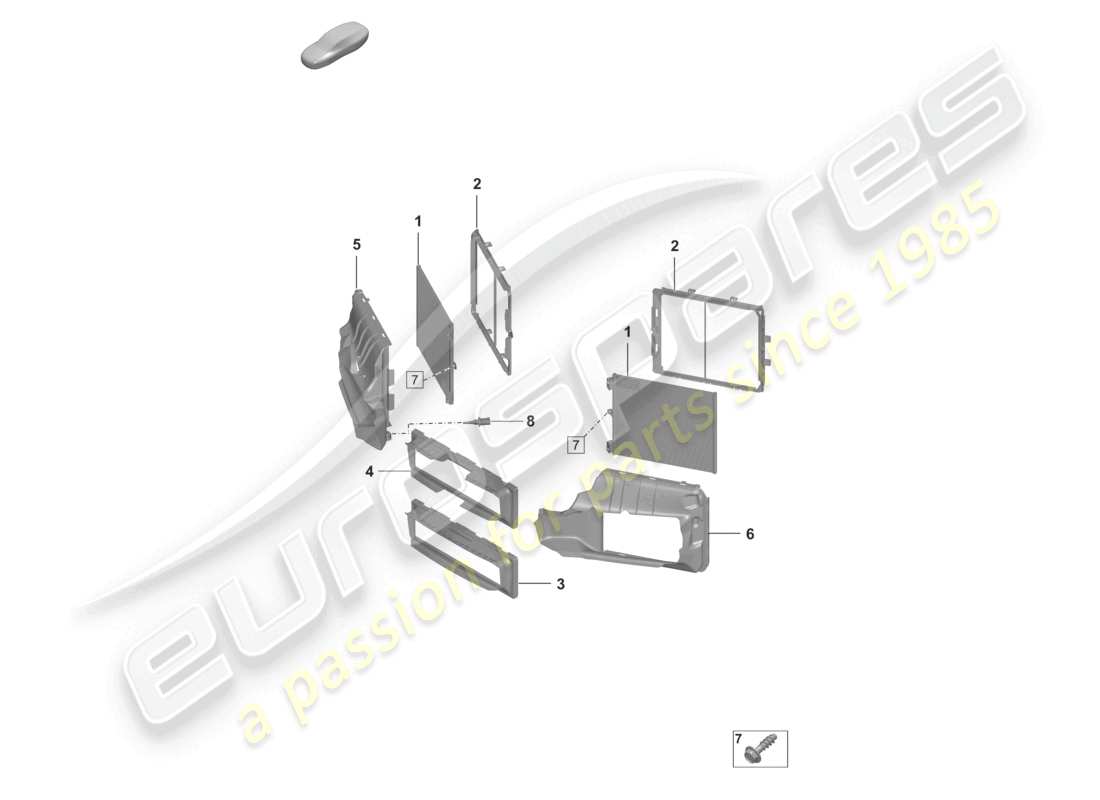 porsche 2022 (992-1) diagrama de piezas del paquete sport design del alojamiento de la guía de aire del condensador del a/c