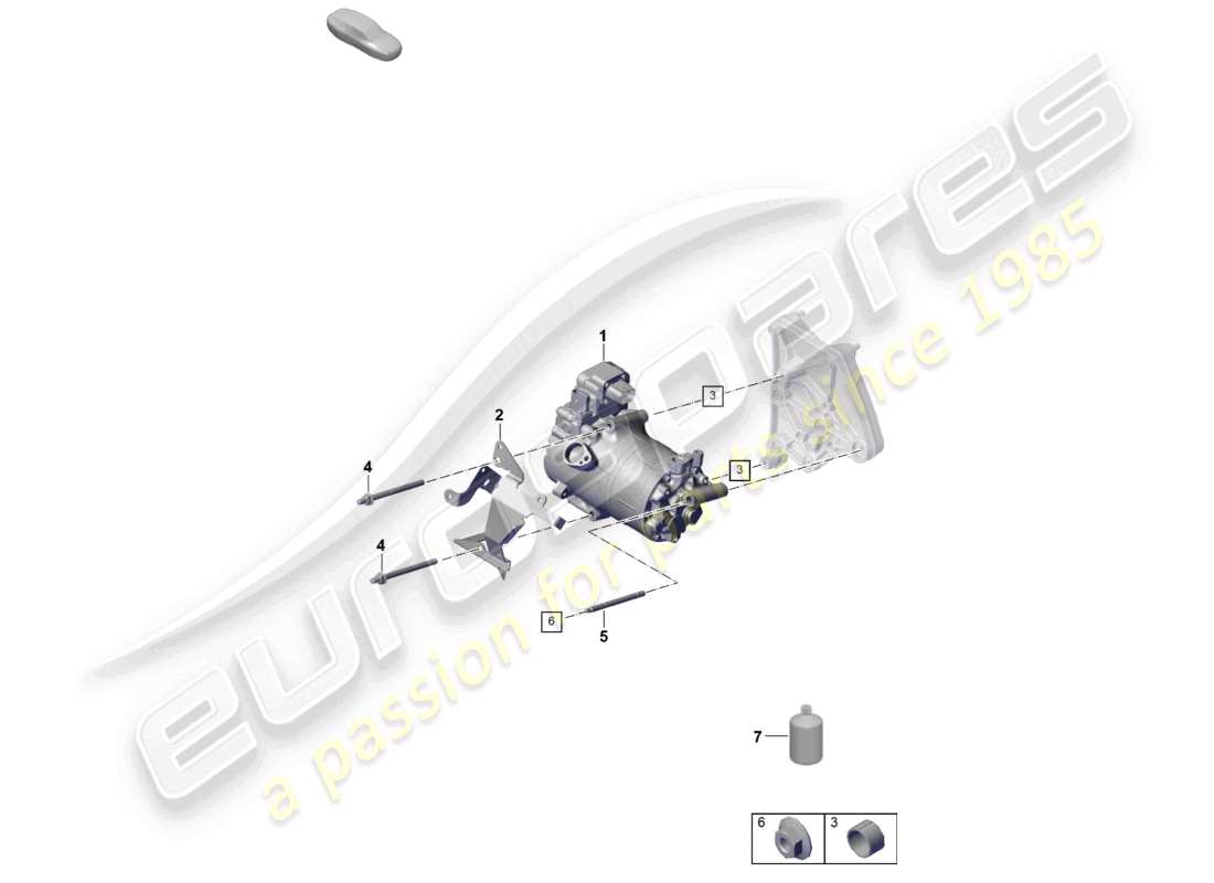porsche 2024 (cayenne e3 pa) diagrama de piezas del compresor de aire acondicionado eléctrico