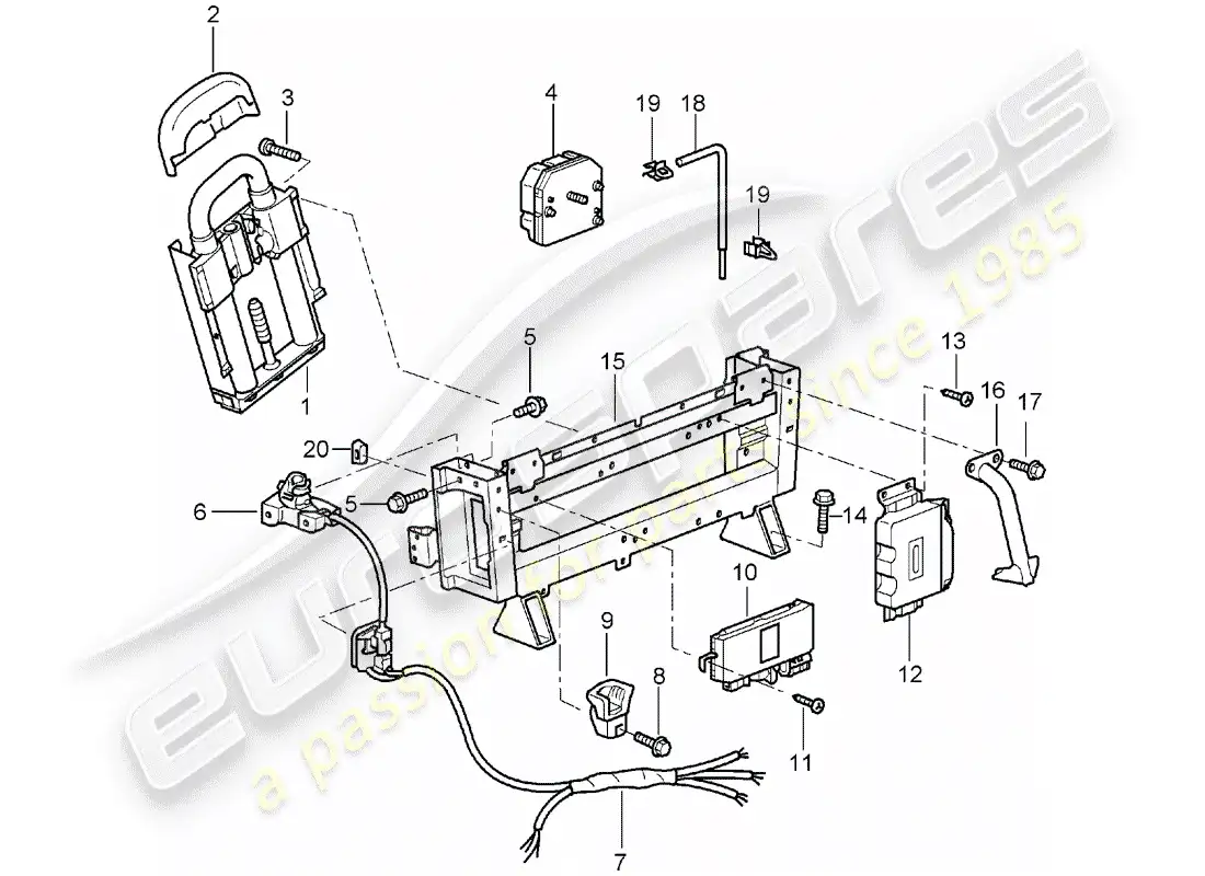 porsche 1998 (996) barra antivuelco diagrama de piezas