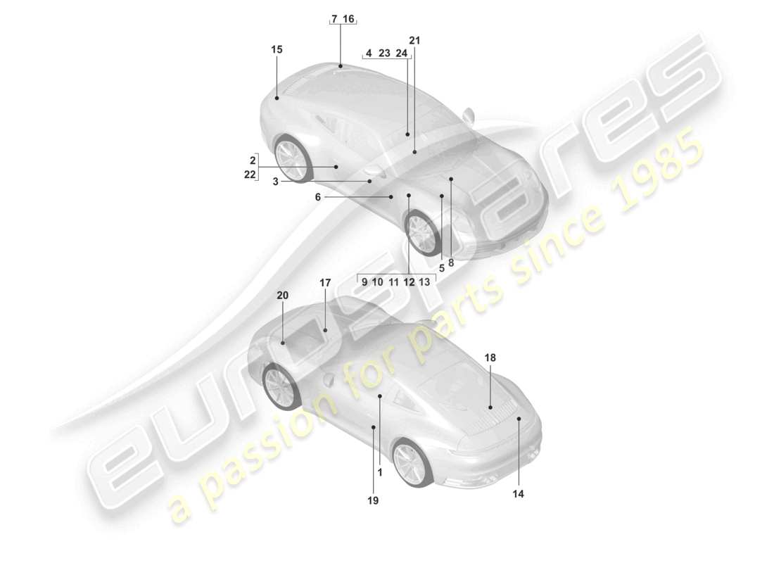 porsche 2024 (992-1) señales/avisos diagrama de piezas
