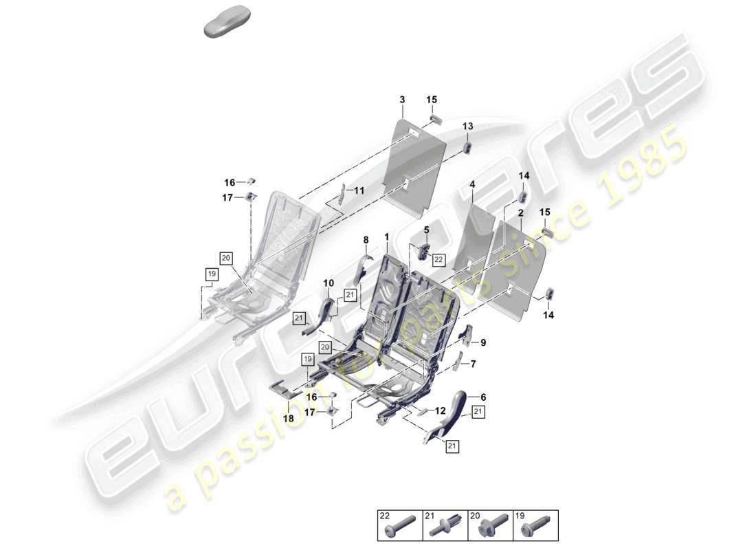 porsche 2025 (cayenne e3 pa) respaldo del asiento trasero accesorios para asiento deportivo diagrama de piezas