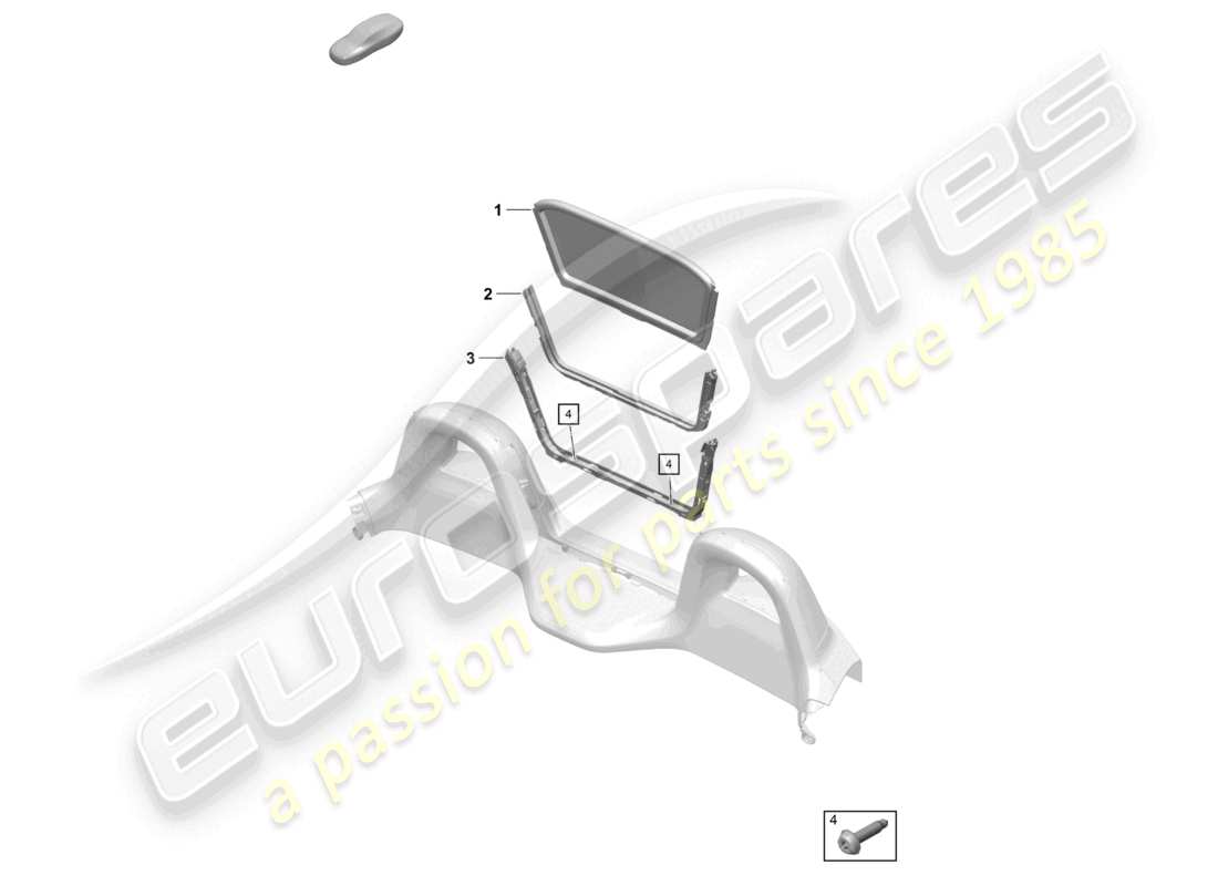 porsche 2022 (718 boxster spyder) diagrama de piezas del cortavientos