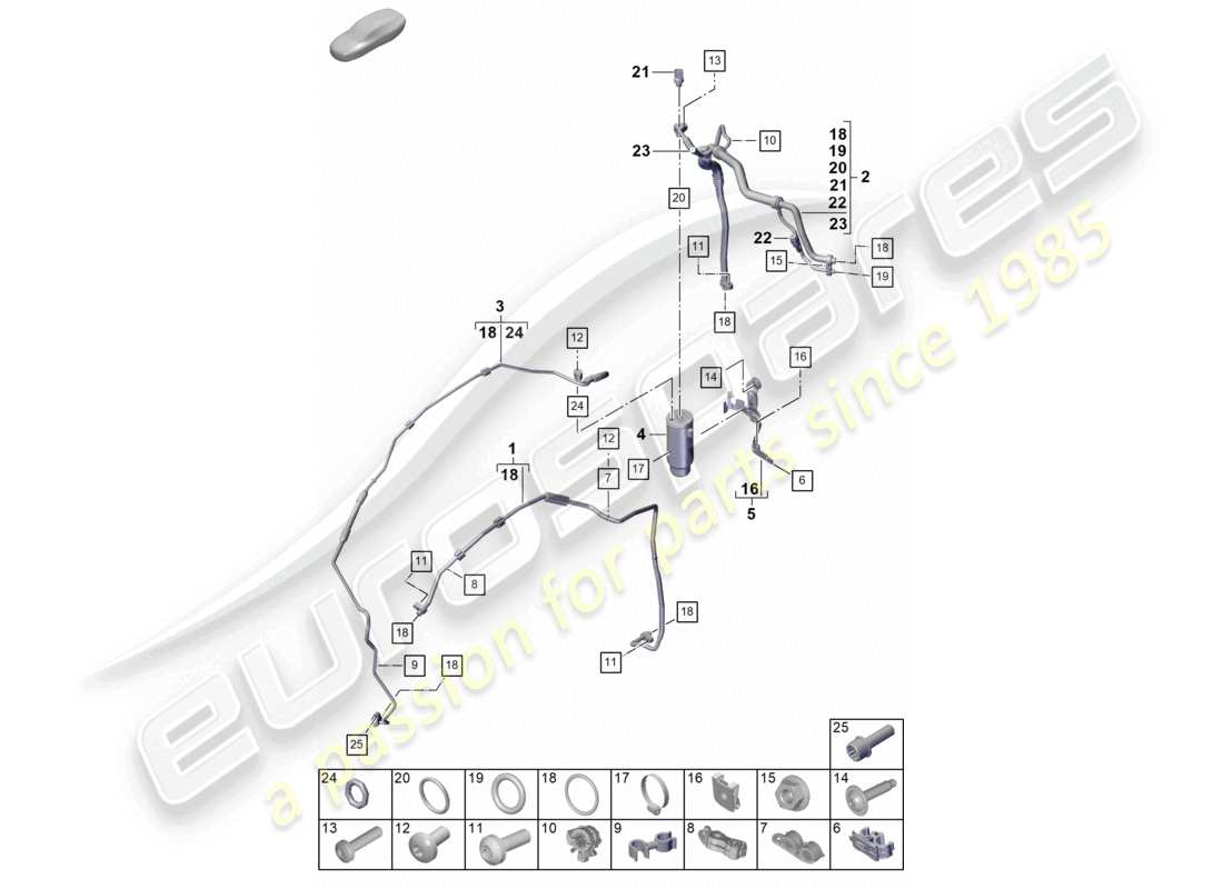 porsche 2022 (992-1 turbo / s) diagrama de piezas del conducto de refrigerante (válvula de expansión >secador) del aire acondicionado rhd