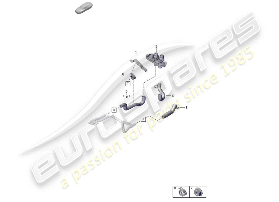 porsche 2023 (cayenne e3 pa) calefacción trasera sistema de refrigeración de la batería para vehículos con propulsión híbrida diagrama de piezas