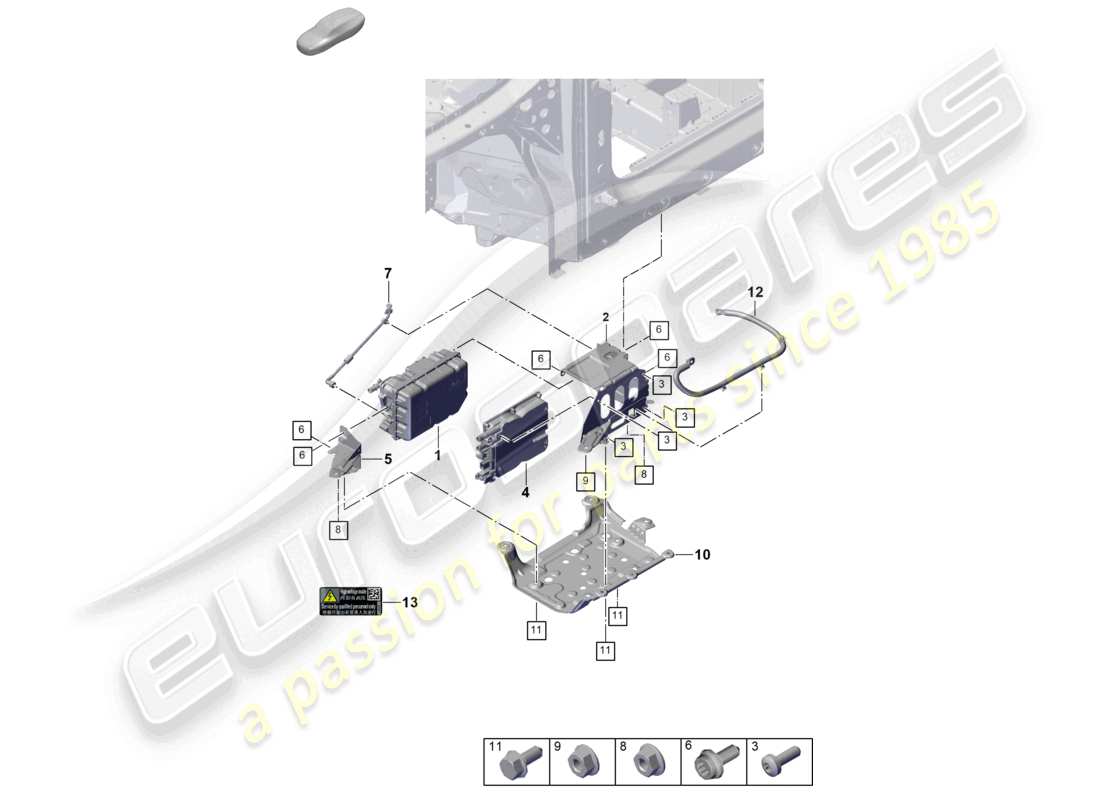 porsche 2025 (cayenne e3 pa) electrónica de potencia y control - diagrama de piezas para accionamiento eléctrico